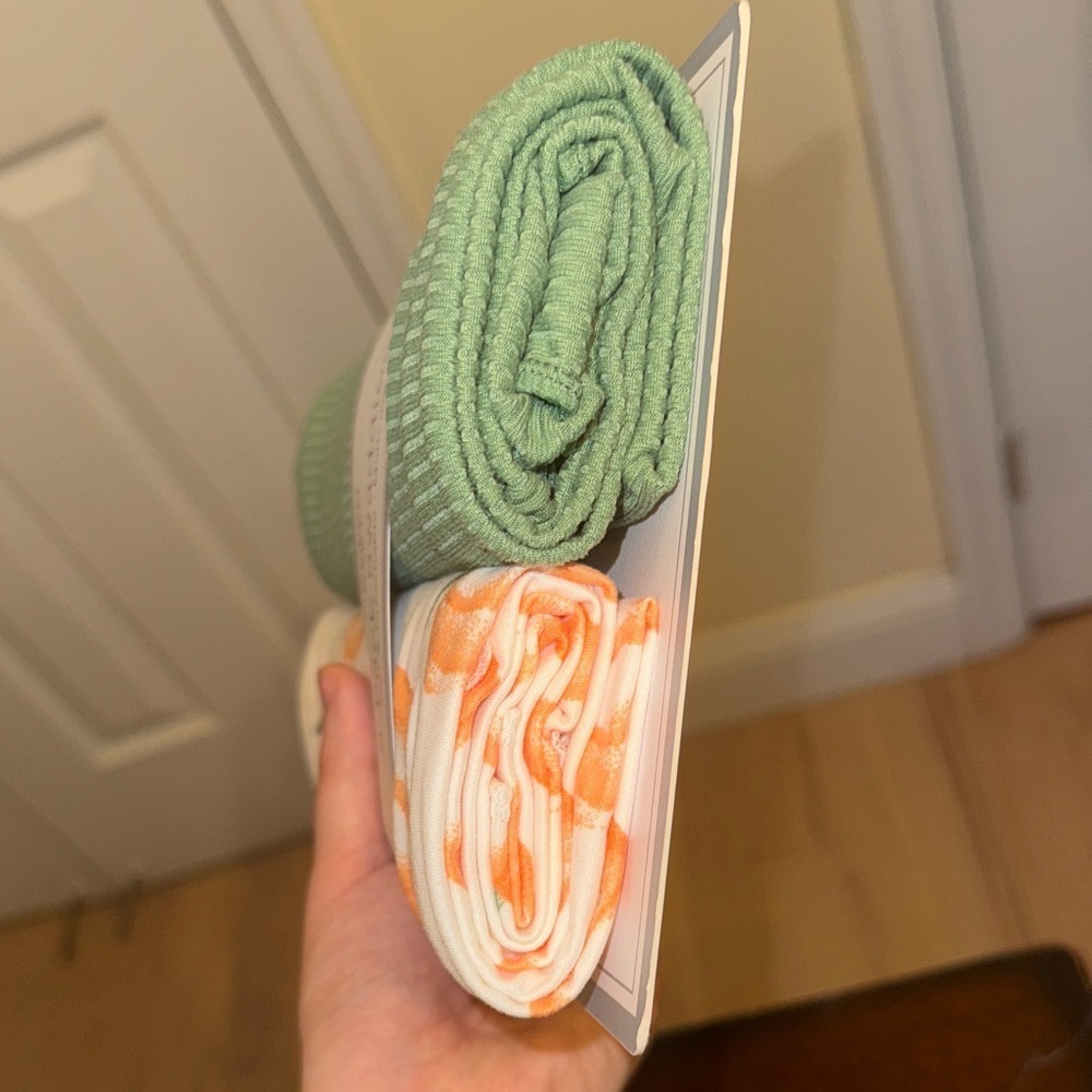 Modern Baby Pumpkin and Green Swaddle Set - Picture 7 of 9